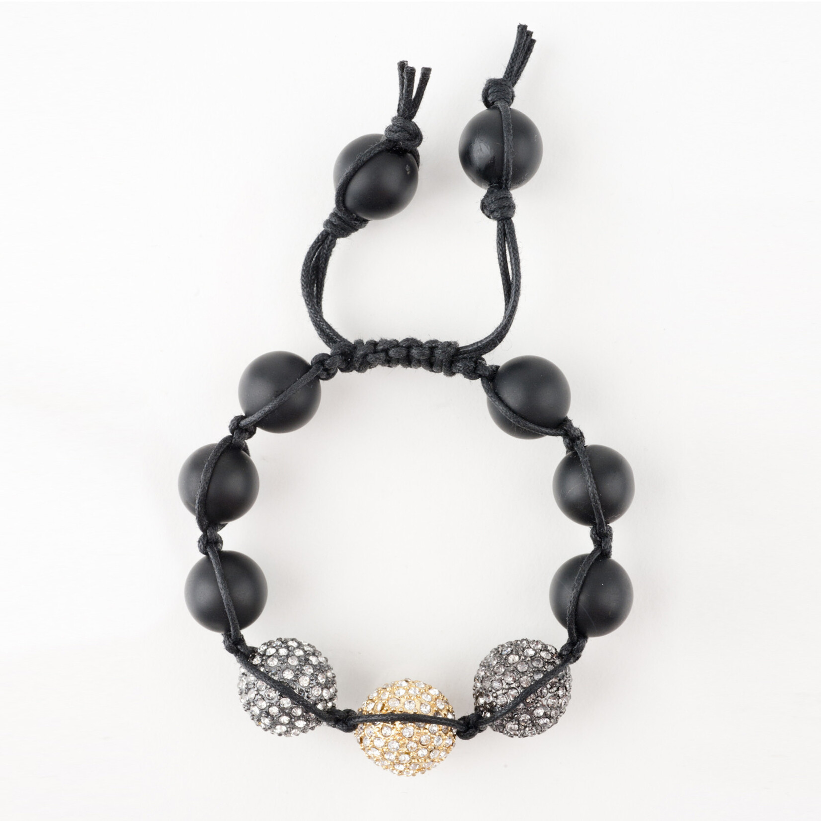 Mina Danielle Macramé Black Onyx with Multi Color Crystal Spheres