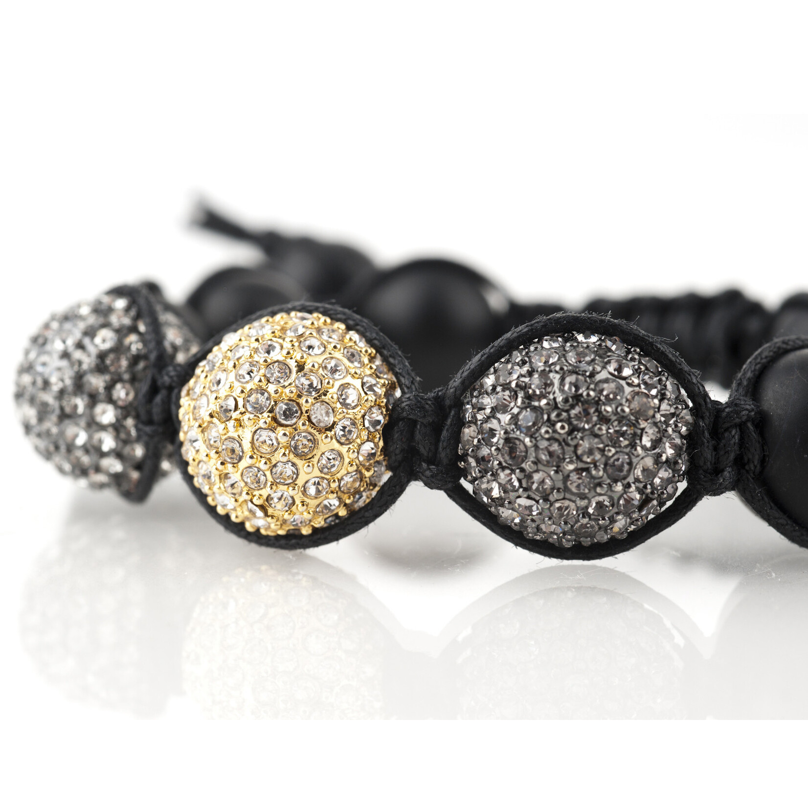 Mina Danielle Macramé Black Onyx with Multi Color Crystal Spheres