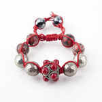 Mina Danielle Macrame Red Coral & Silver Tibetan Bracelet