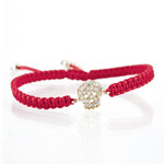 Mina Danielle Red Macramewith Gold CZ Skull
