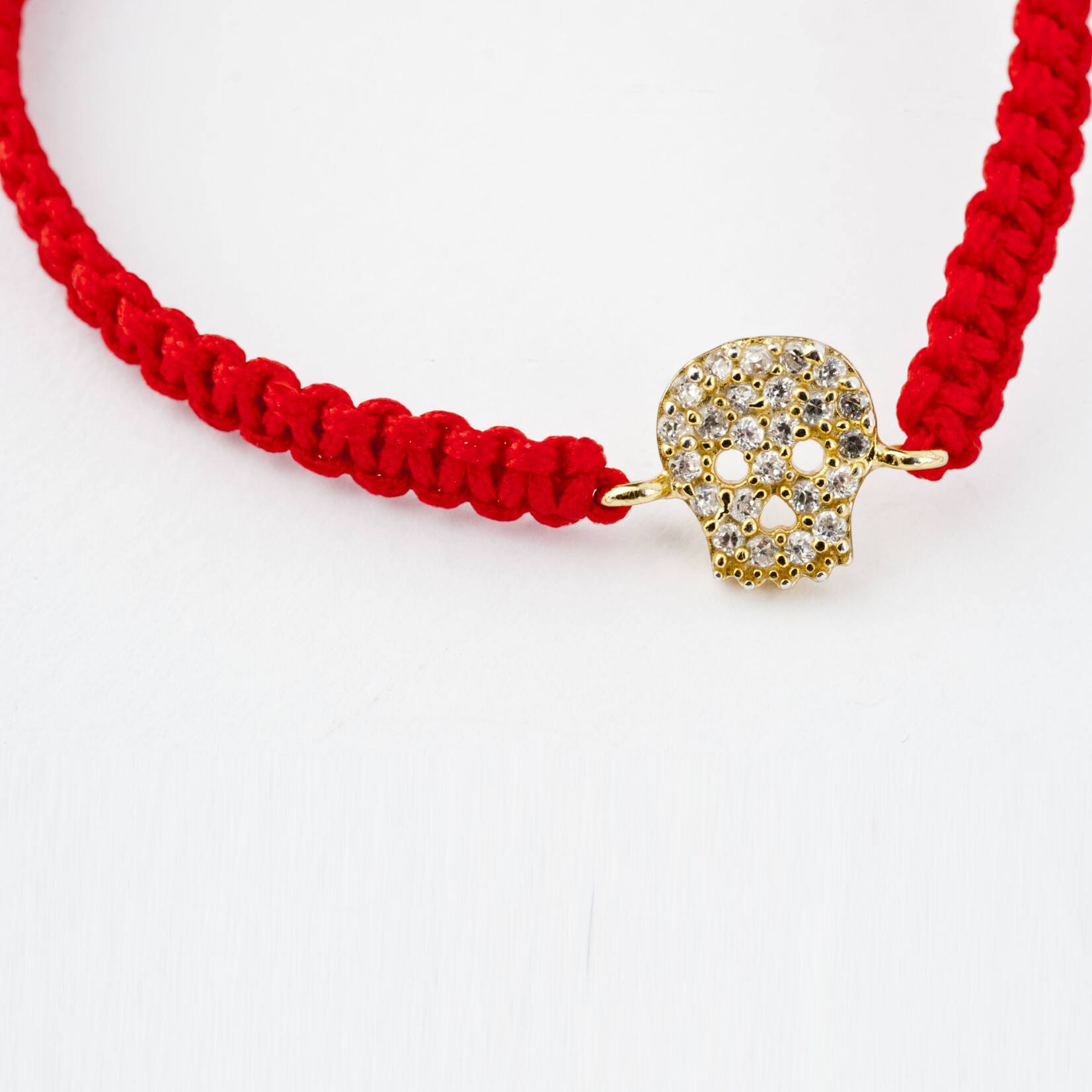 Mina Danielle Red Macrame with Gold CZ Skull