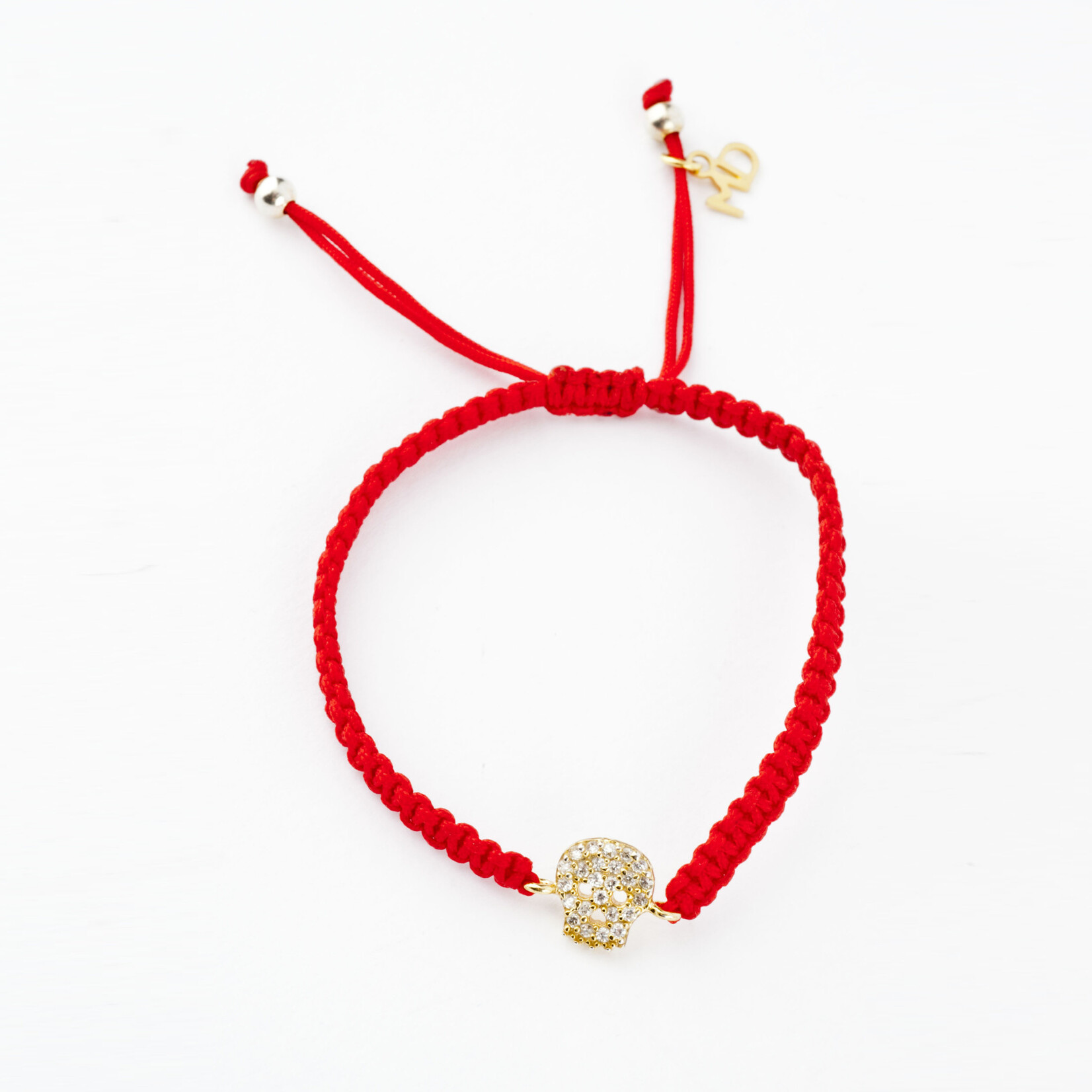 Mina Danielle Red Macrame with Gold CZ Skull