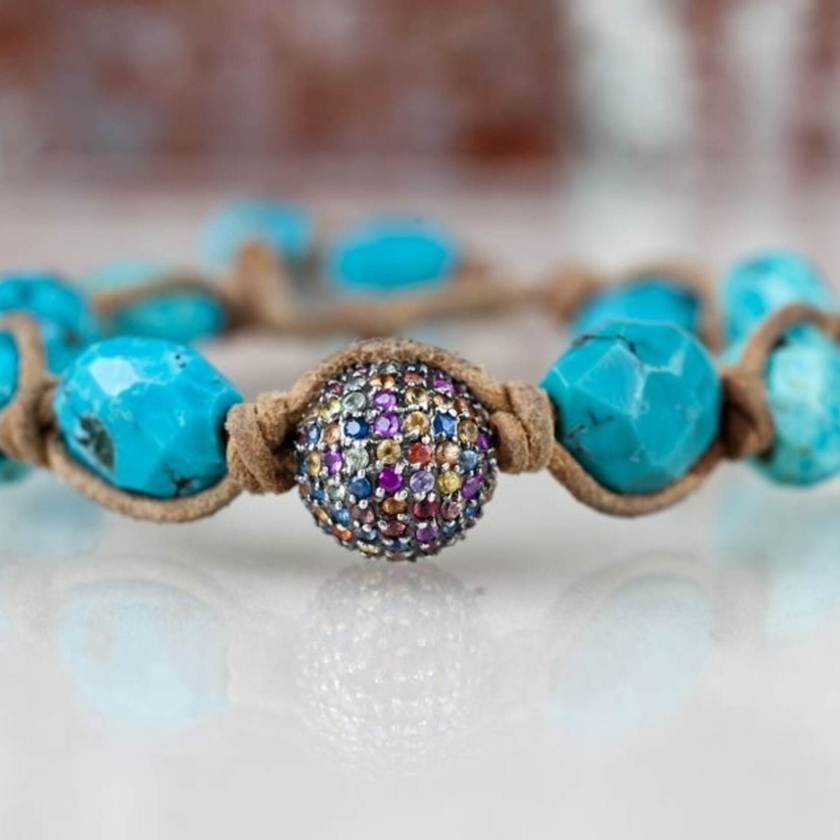 Mina Danielle Turquoise with Multi Sapphire Pave Sphere