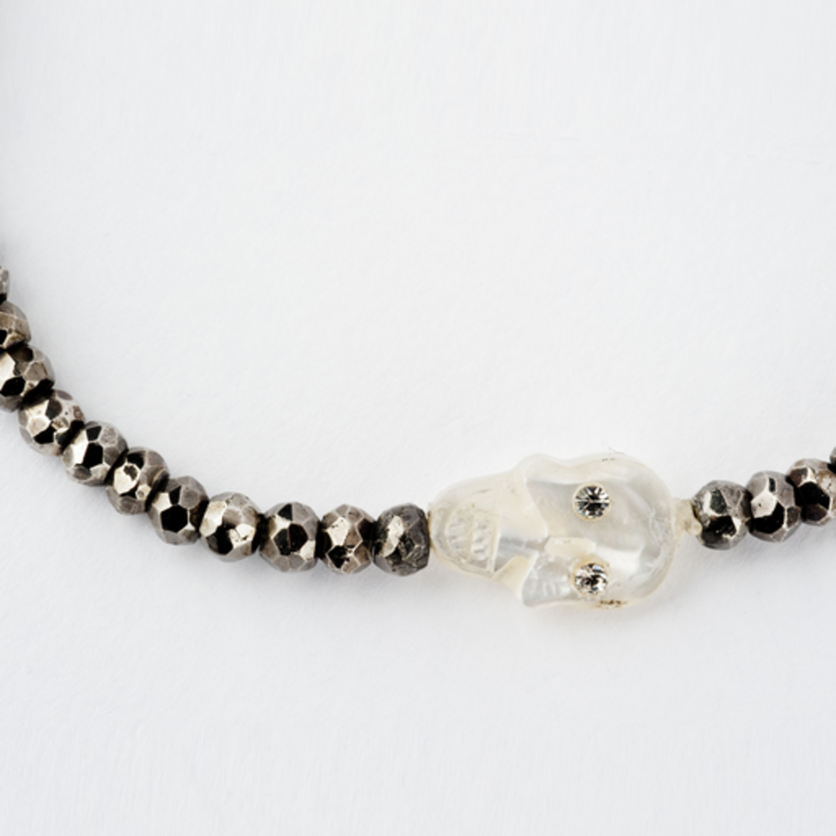 Mina Danielle 3mm Faceted Pyrite with Mother of Pearl Skull