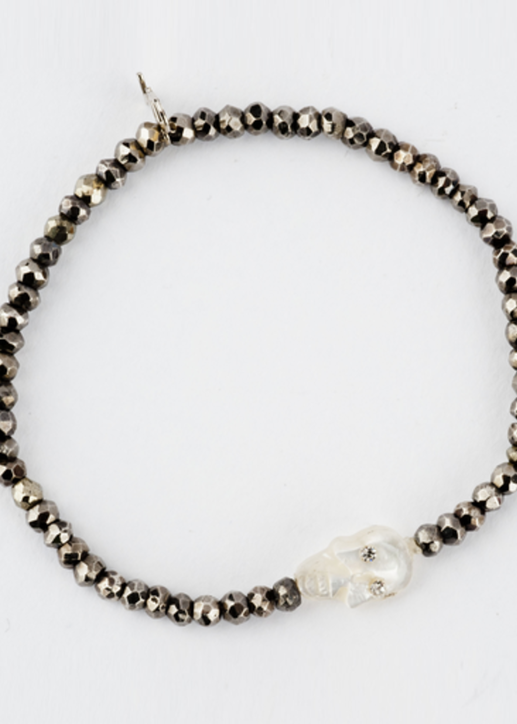 Mina Danielle 3mm Faceted Pyrite with Mother of Pearl Skull