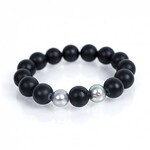 Mina Danielle Black Onyx Stretch Bracelet with 2 Gray Pearls