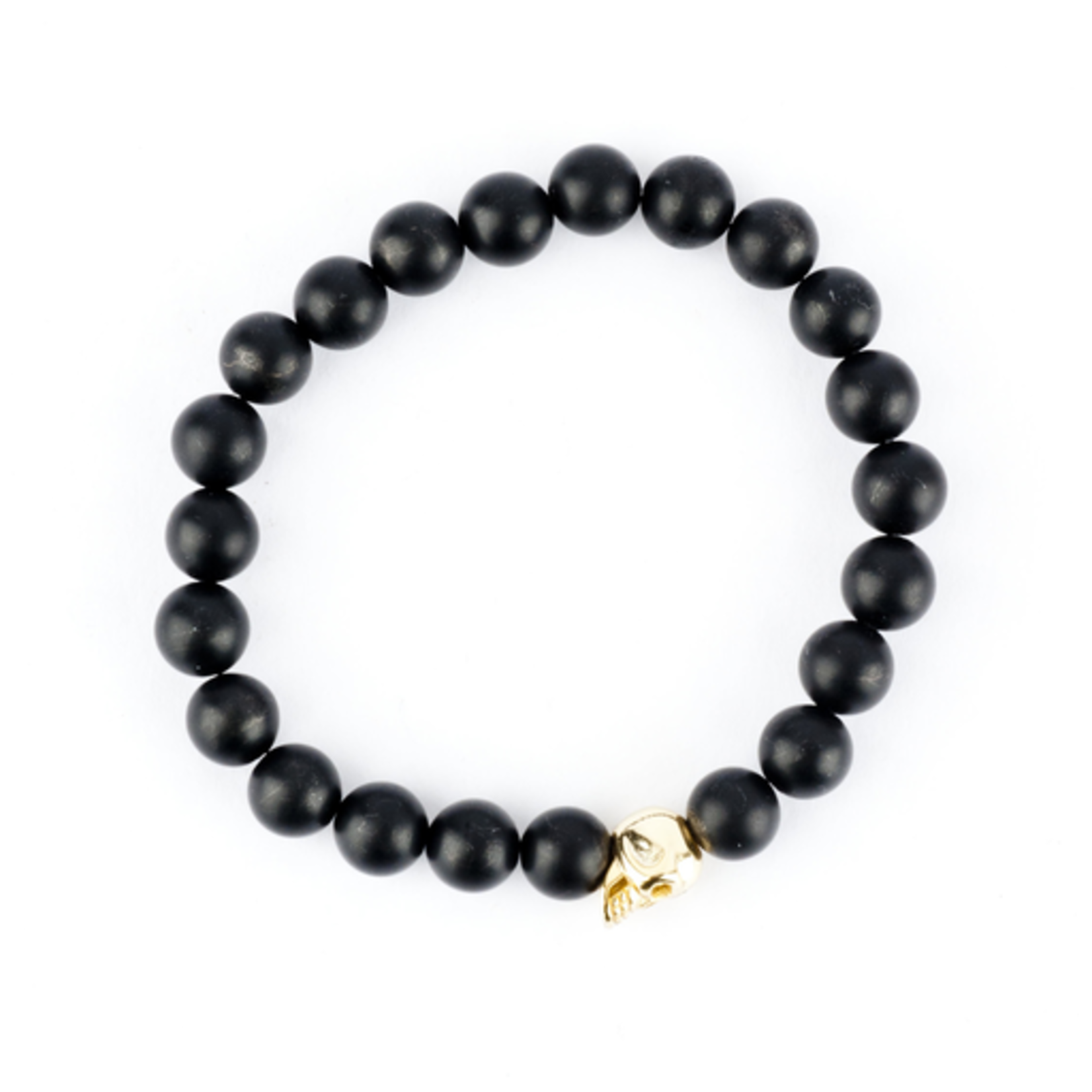 Mina Danielle Black onyx with Shiny Gold Skull