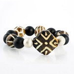 Mina Danielle Black Onyx with Square Tribal Bead and Silver Stardust