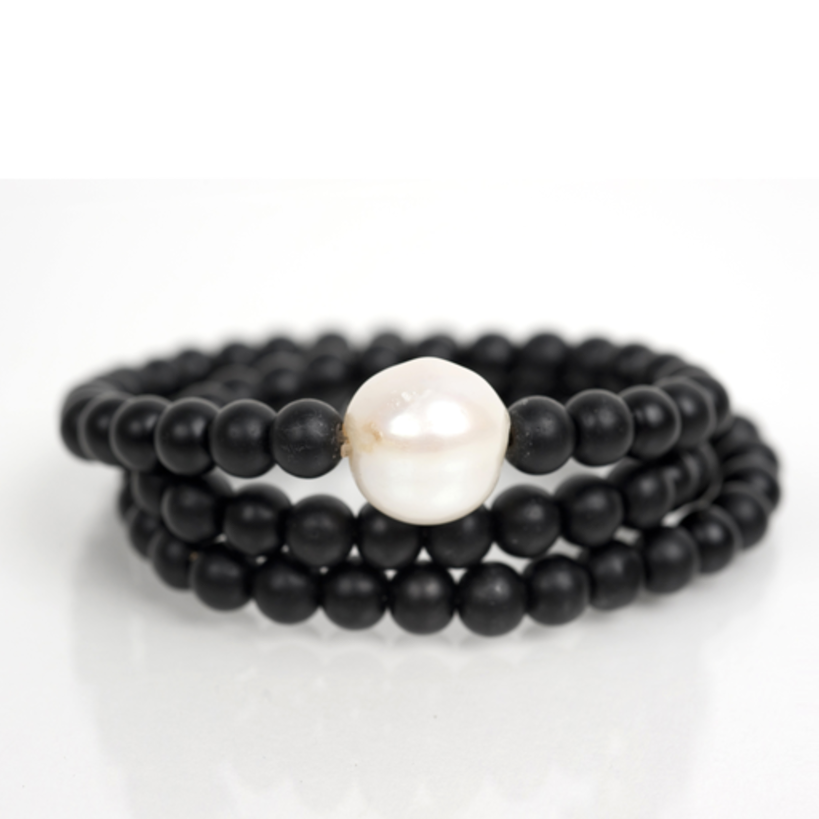 Mina Danielle Black Onyx Wrap with Fresh Water Pearl