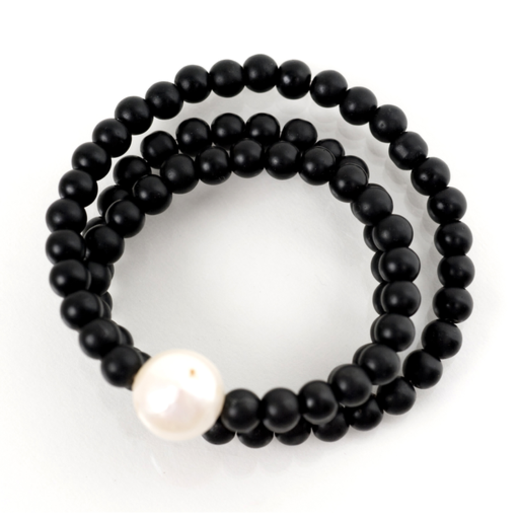 Mina Danielle Black Onyx Wrap with Fresh Water Pearl