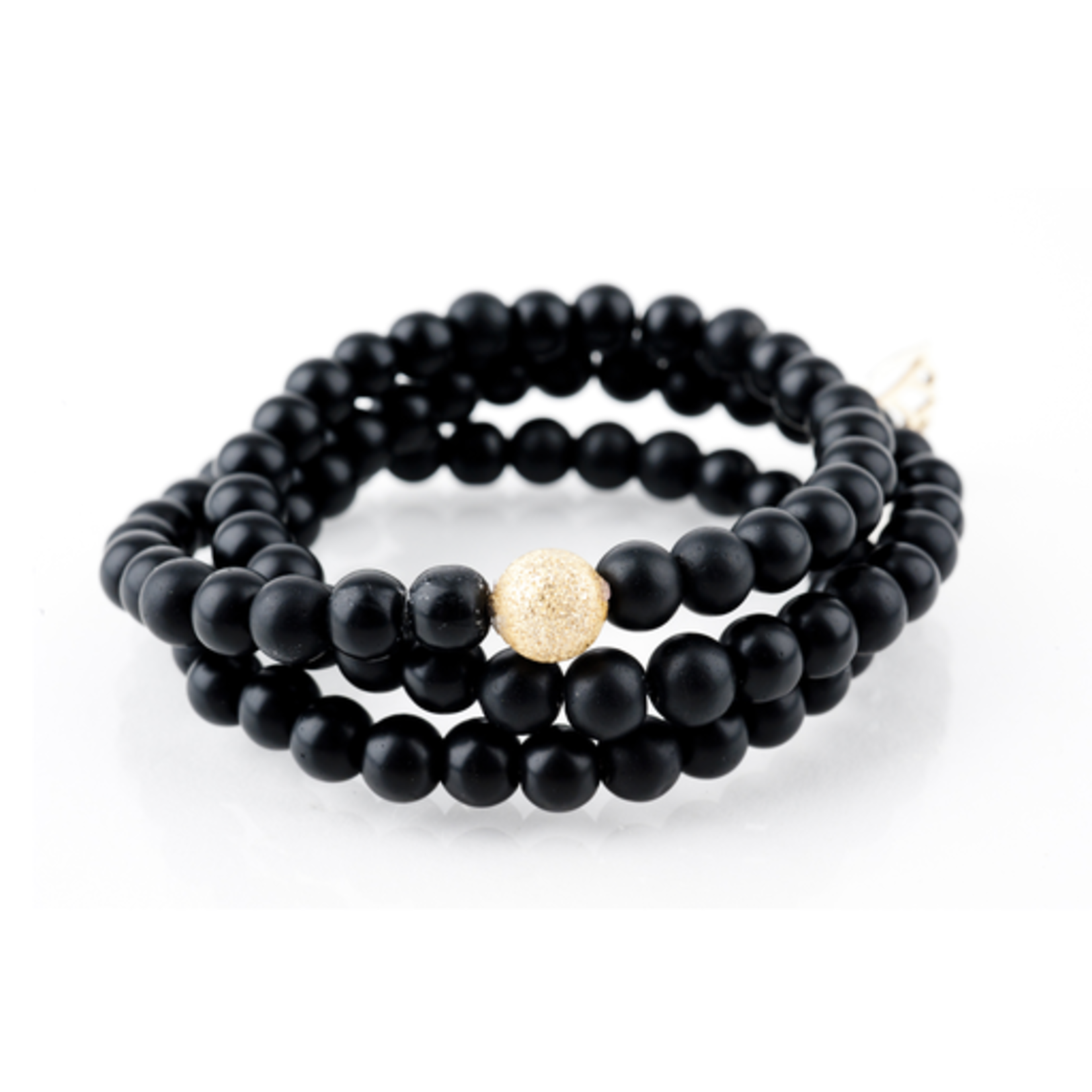 Mina Danielle Black Onyx Wrap with Gold Stardust Bead