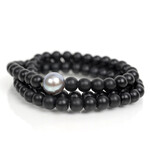 Mina Danielle Black Onyx Wrap with Small Gray Pearl