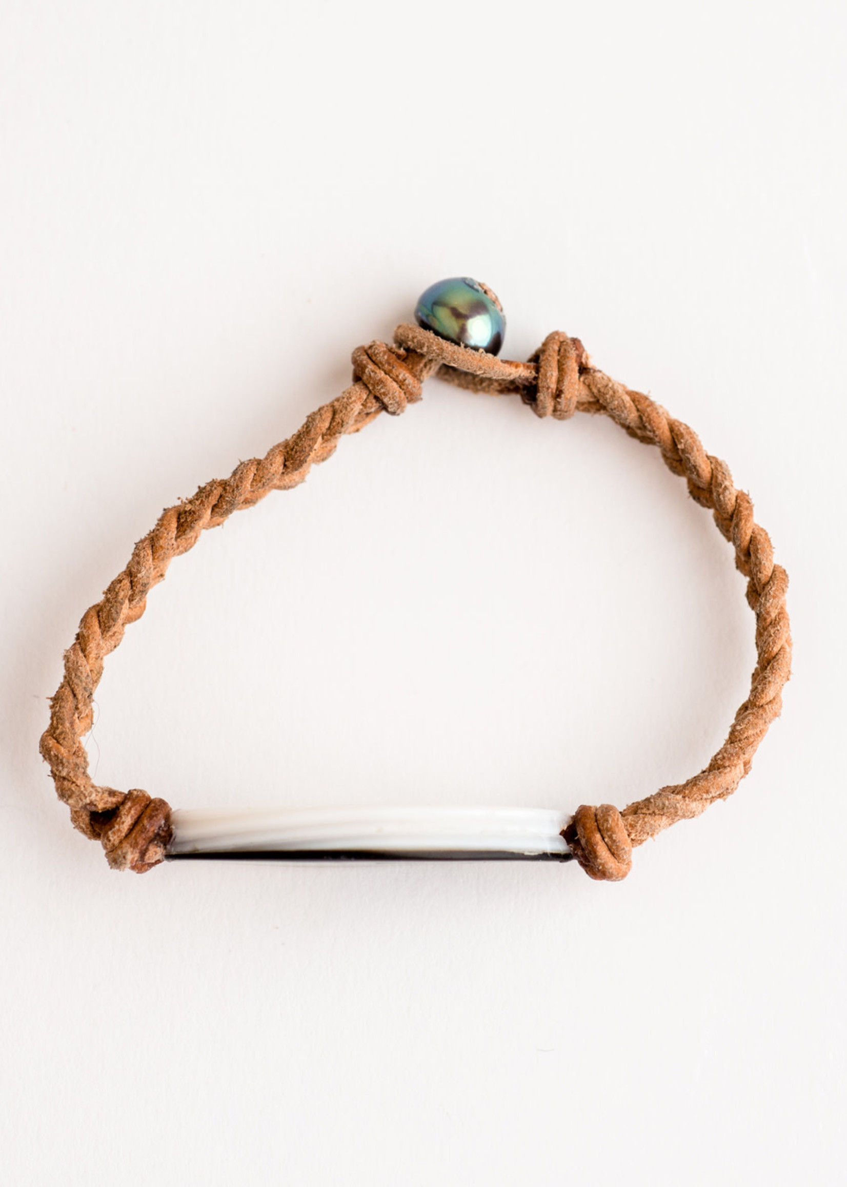Mina Danielle Abalone with braided Leather Cord