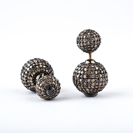 Mina Danielle Double Pave Diamond Ball Earrings - Mina