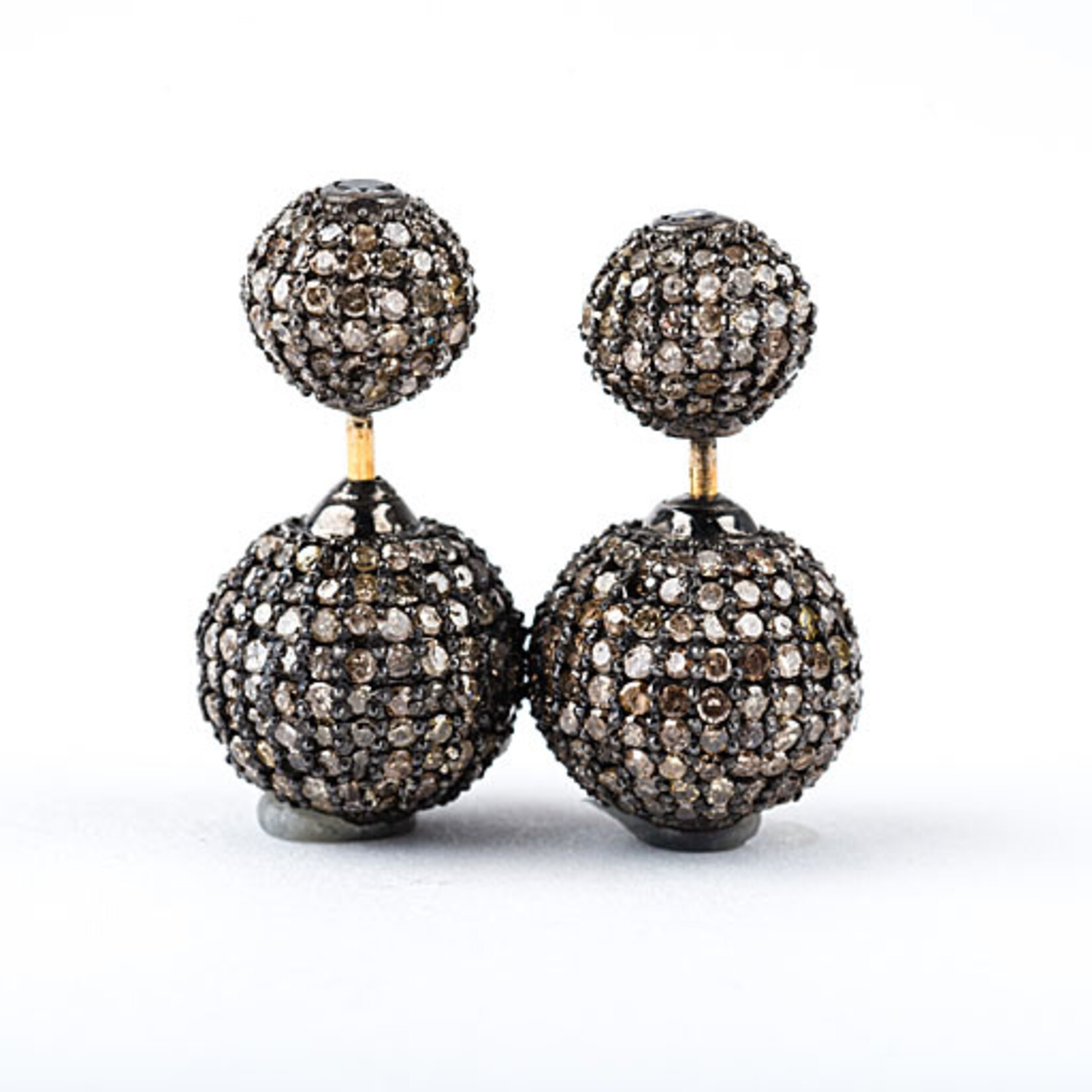 Mina Danielle Double Pave Diamond Ball Earrings