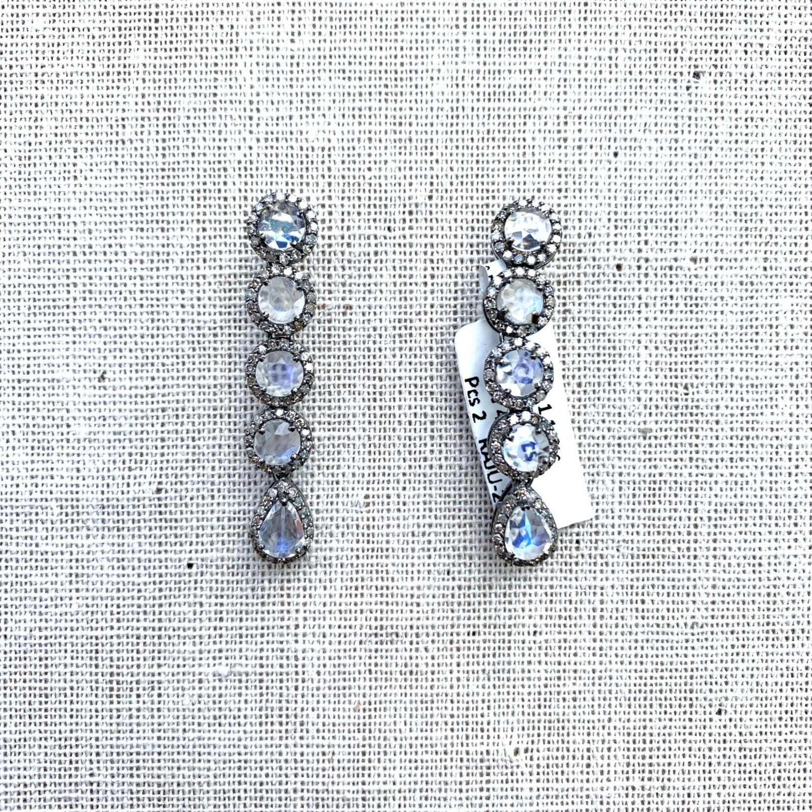 Mina Danielle Moonstone and Diamond 5 Drop Earrings