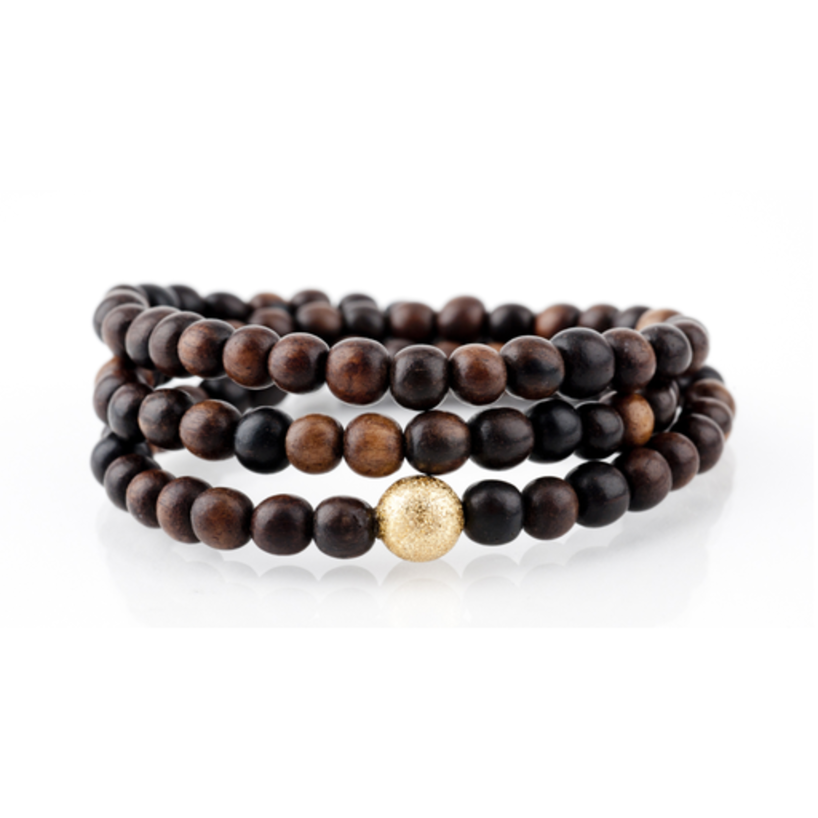 Mina Danielle Brown Wood Wrap Bracelet with Gold Stardust