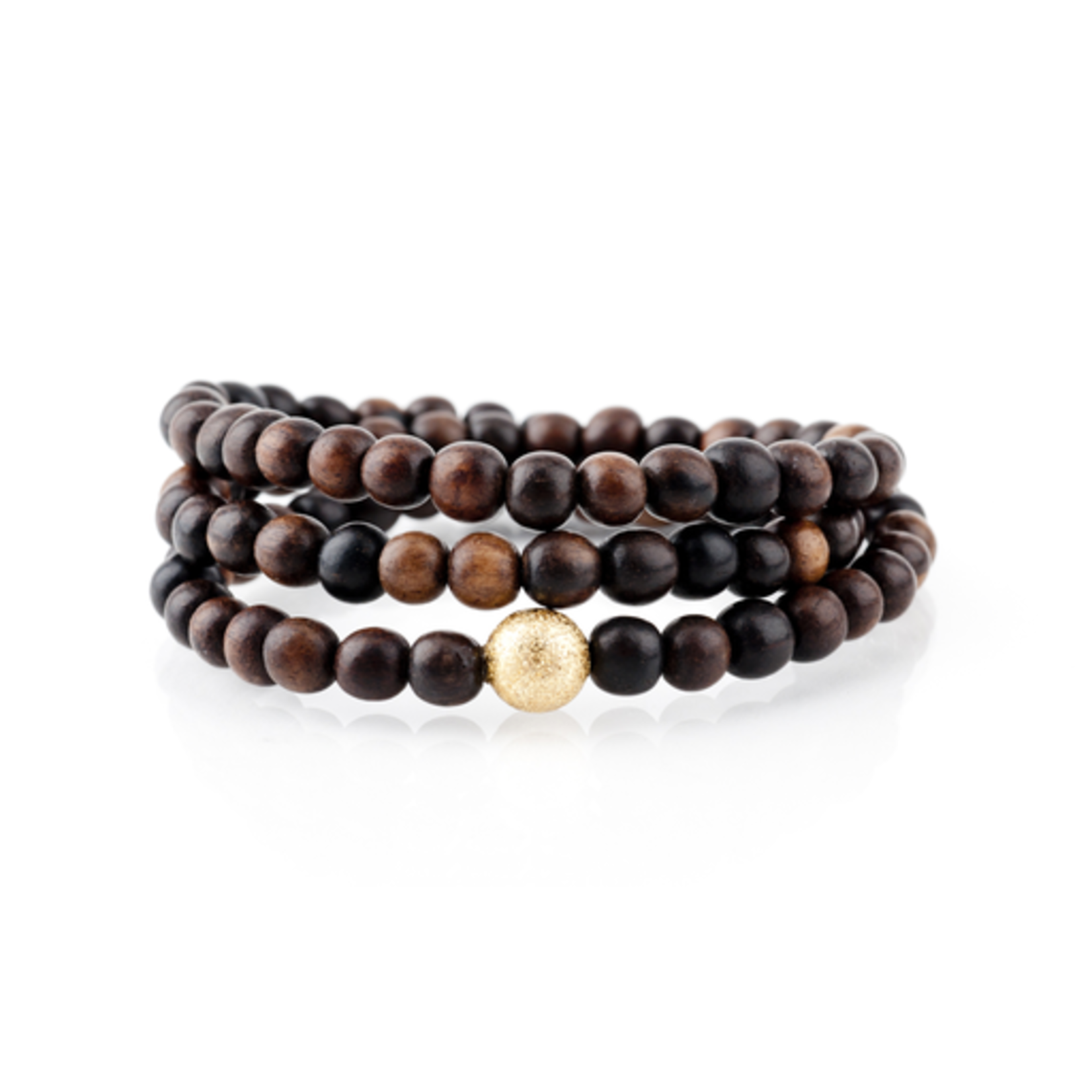 Mina Danielle Brown Wood Wrap Bracelet with Gold Stardust