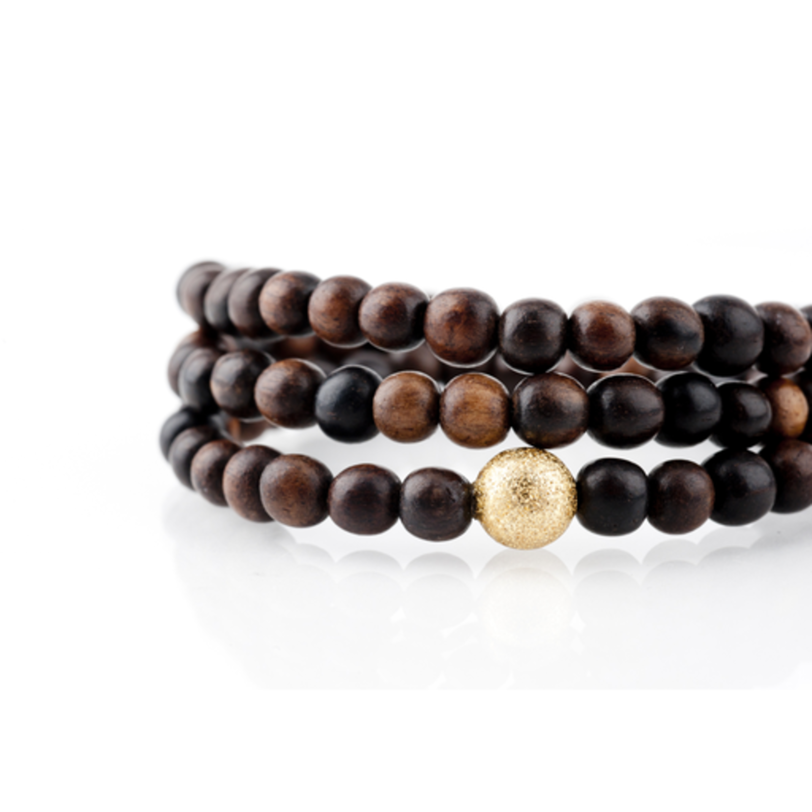 Mina Danielle Brown Wood Wrap Bracelet with Gold Stardust