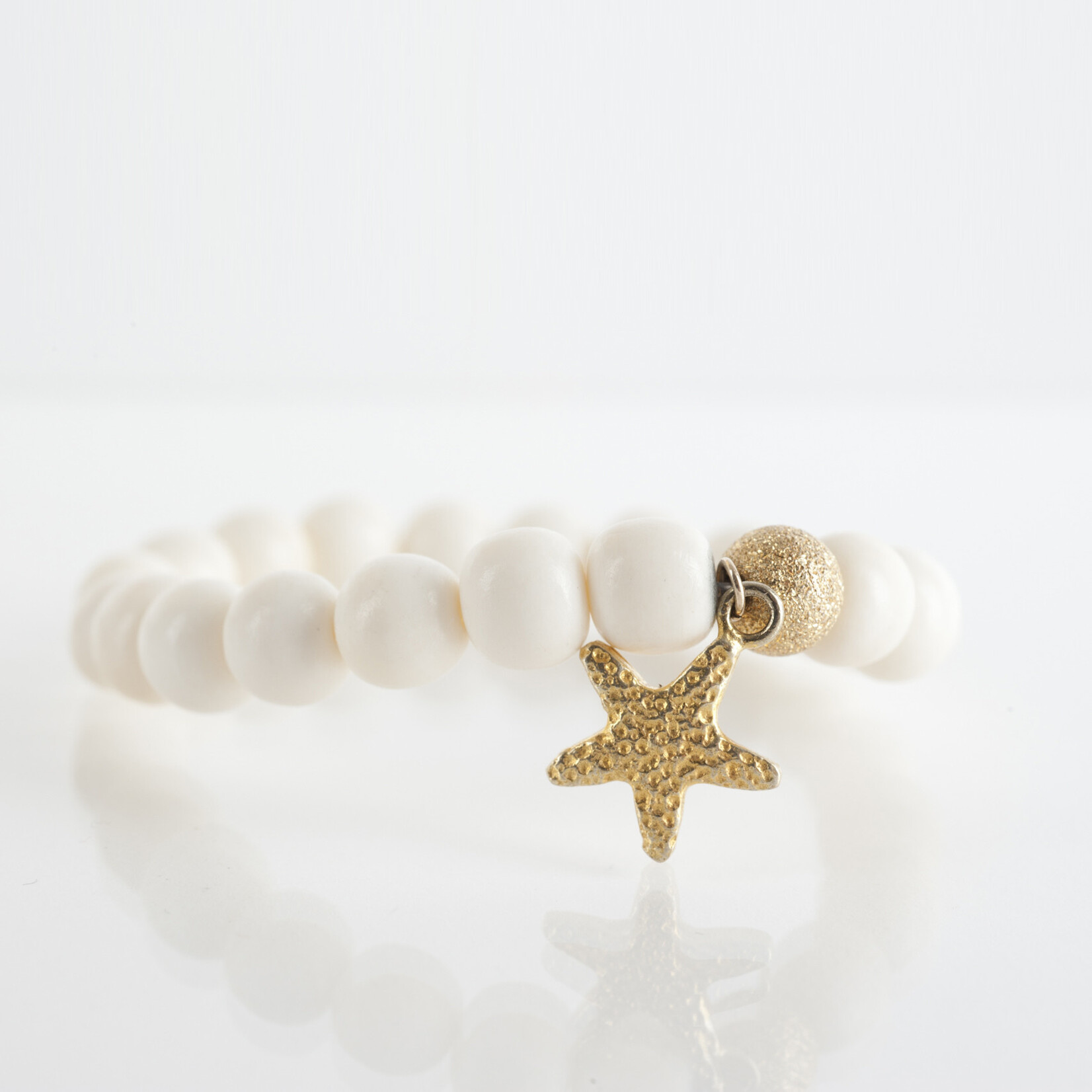 Mina Danielle White Bone with Gold Star Charm and Gold Stardust