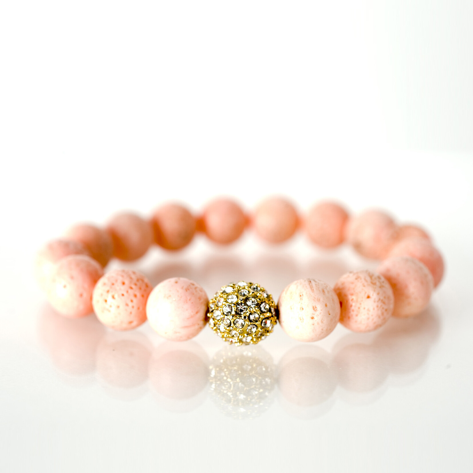 Mina Danielle Coral with Gold Pave Crystal