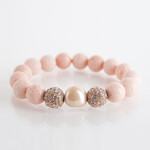 Mina Danielle Coral with Peach Pearl and Pave Crystal Sphere's