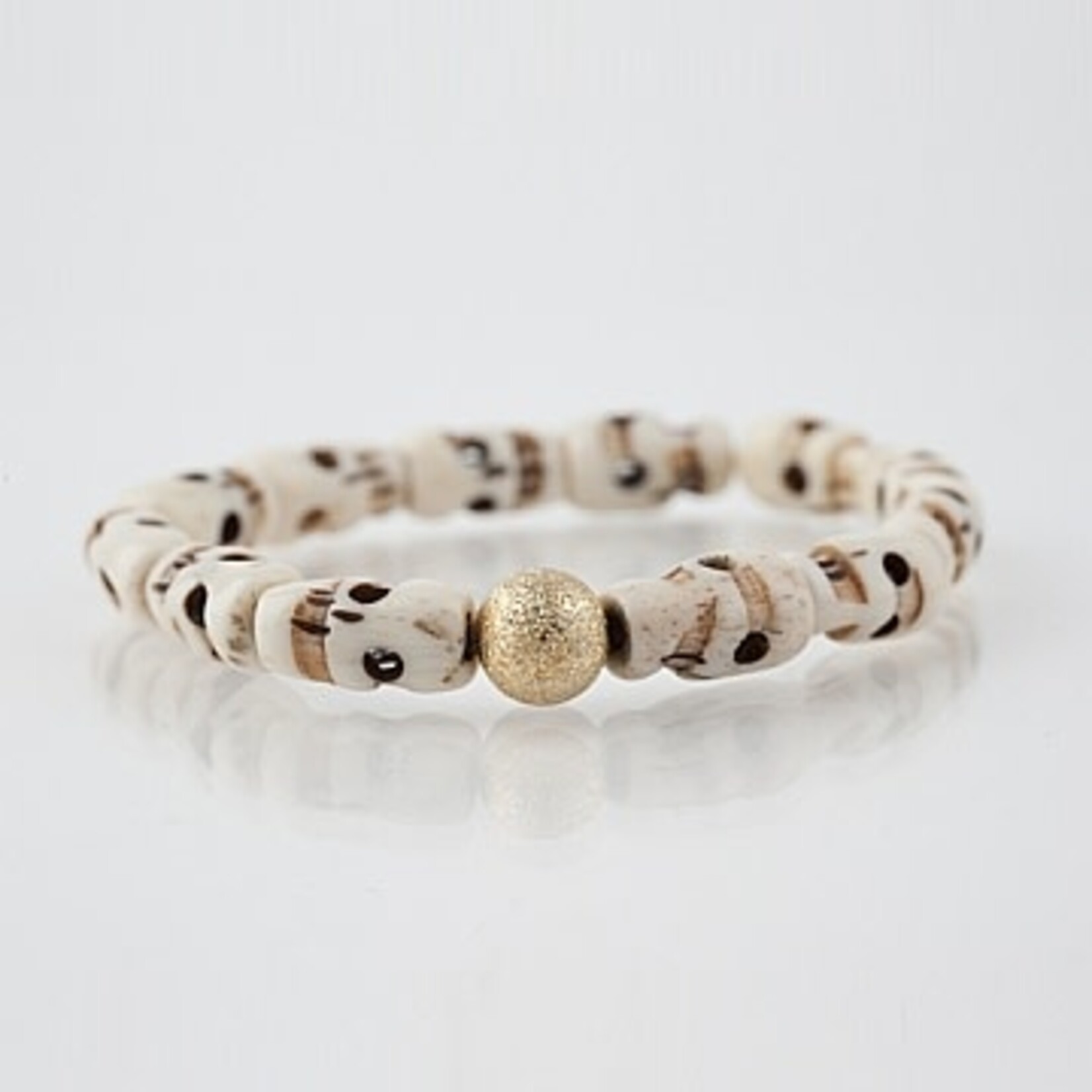 Mina Danielle 7mm Gold Stardust Bead on Ivory Skulls