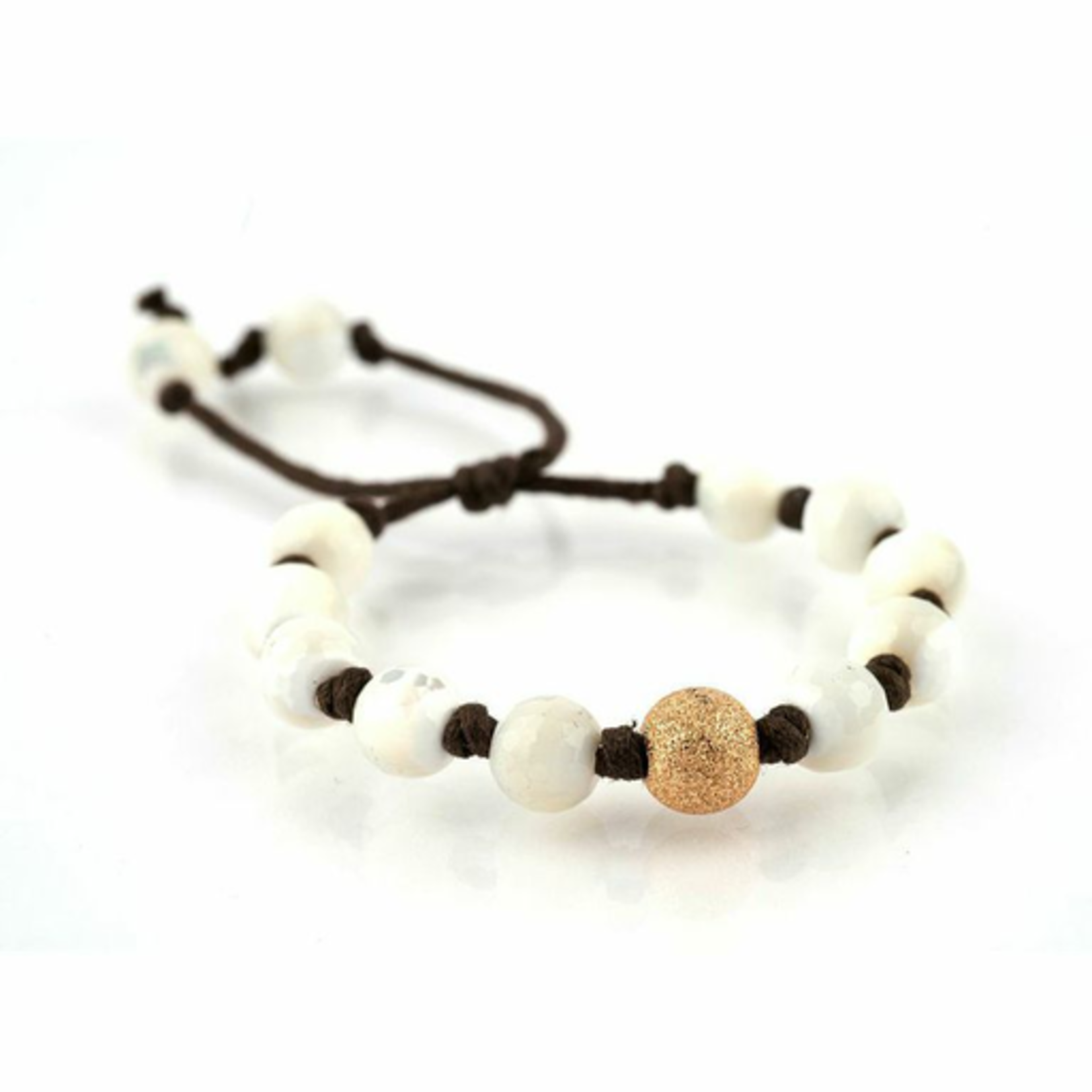 Mina Danielle Faceted White Agate with Large Gold Stardust