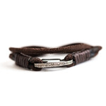Mina Danielle Chocolate Brown Leather Wrap with Diamond Bungee Clip