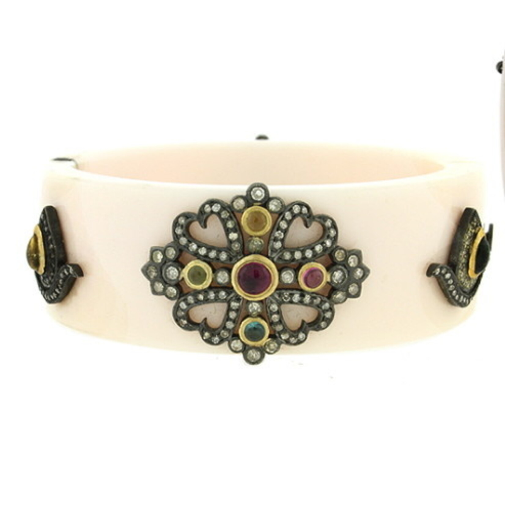 Mina Danielle White Bakelite and Tourmaline Bangle