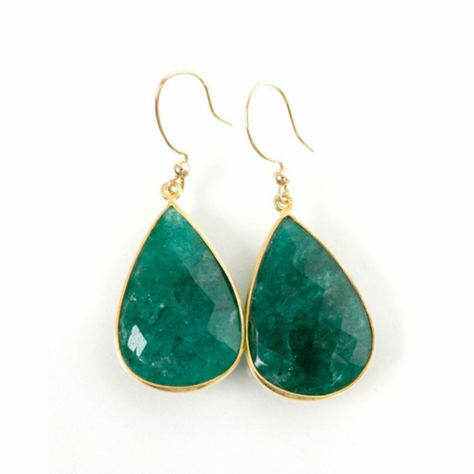 Celeste Teardrop Earrings Colombian Emerald Silver