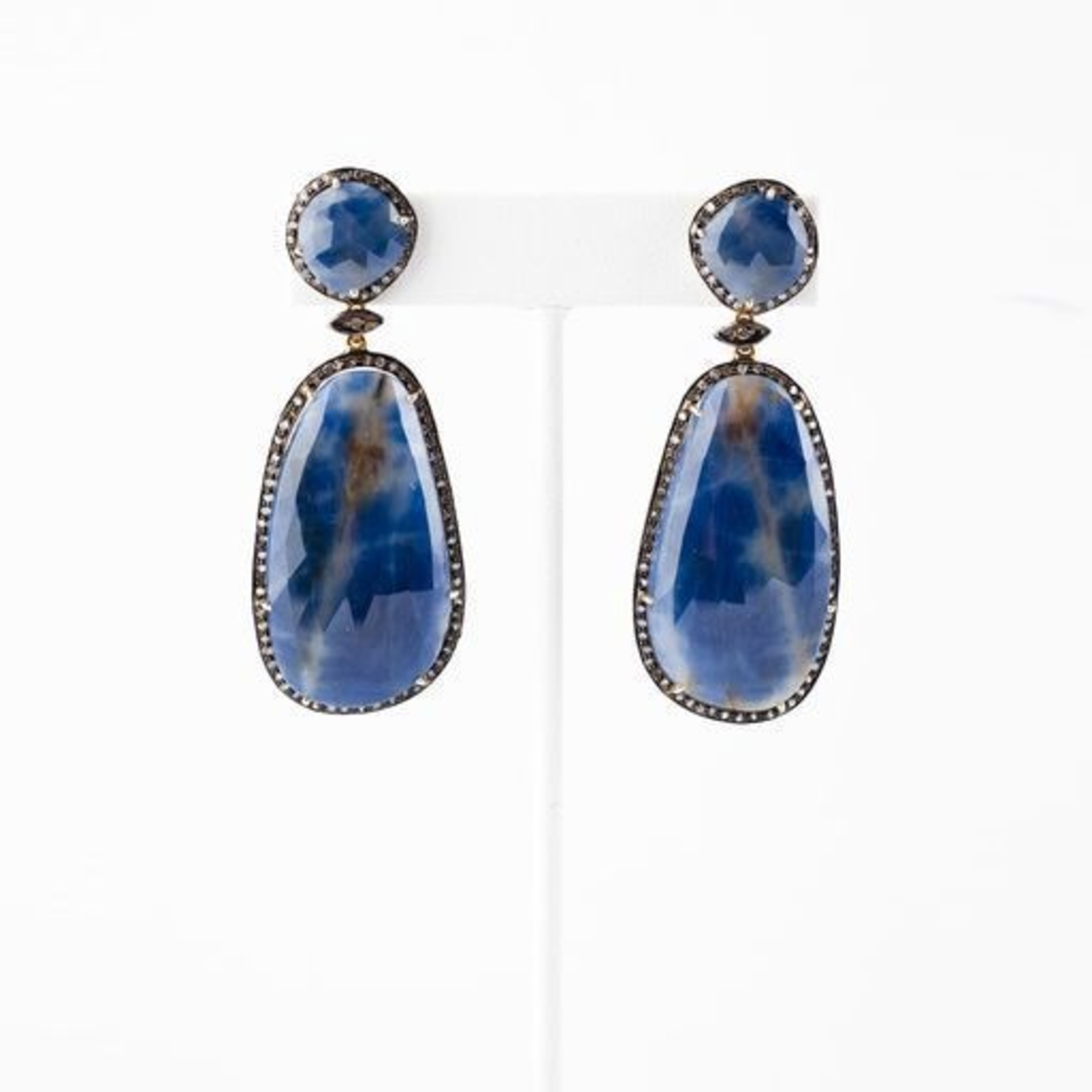Mina Danielle Large Oval Sapphire and Diamond Earrings