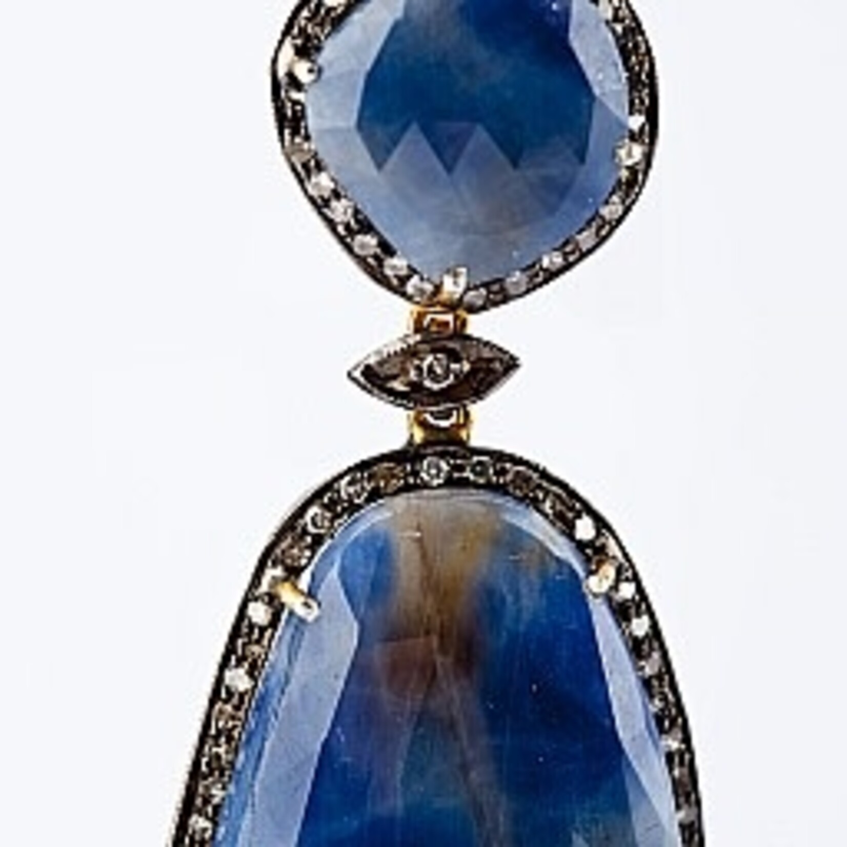 Mina Danielle Large Oval Sapphire and Diamond Earrings