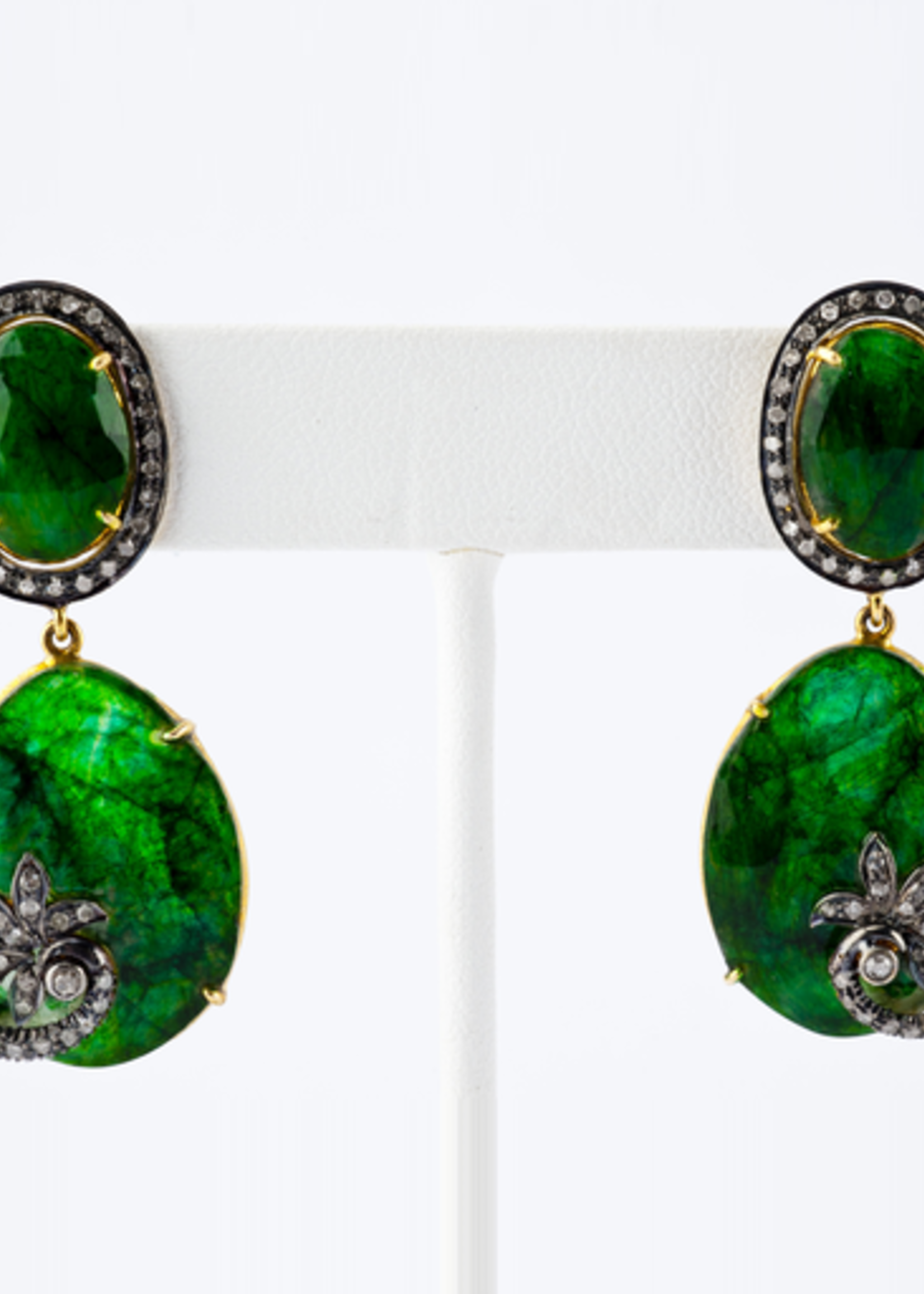 Mina Danielle Diamond and Emerald Earrings