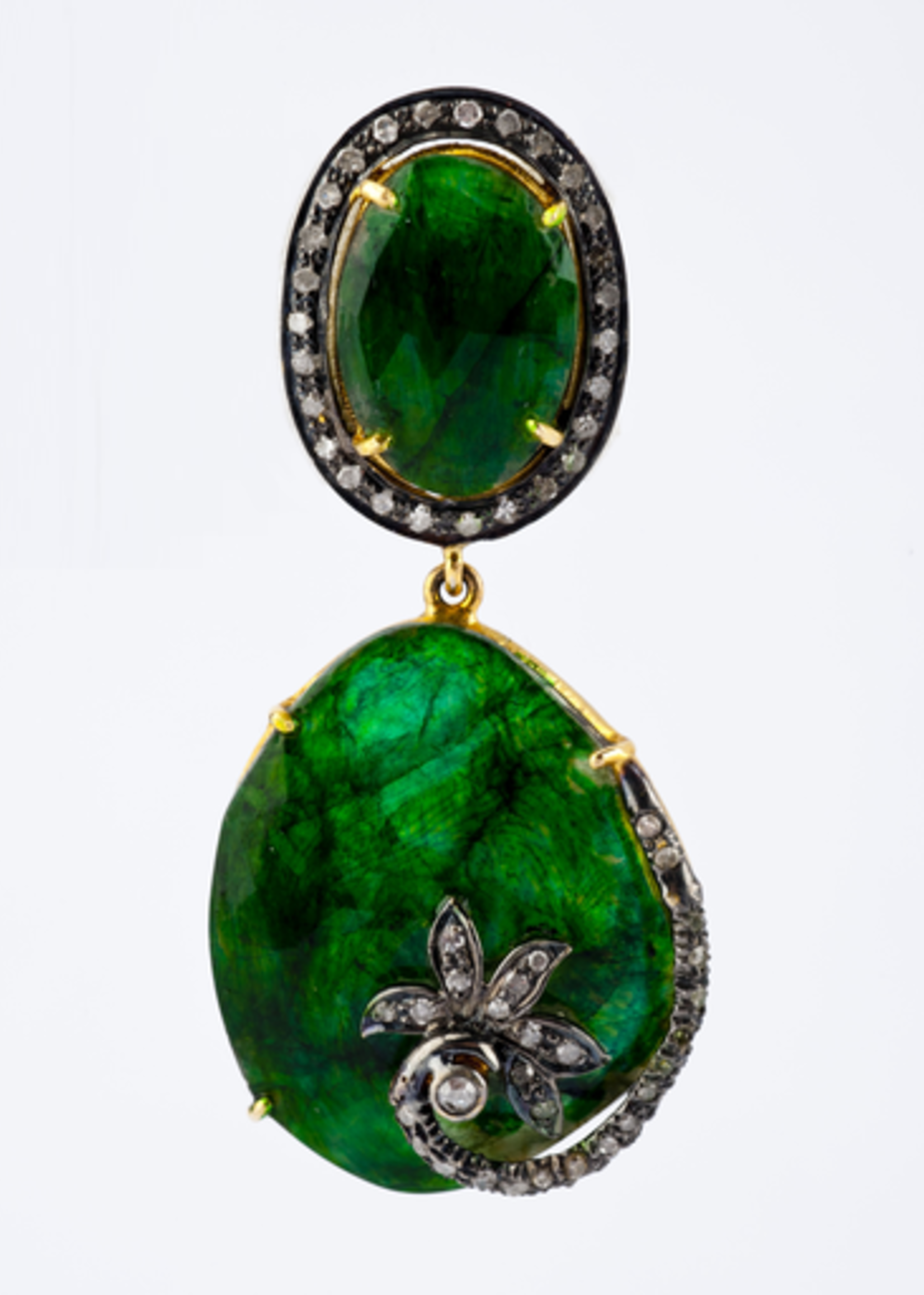 Mina Danielle Diamond and Emerald Earrings
