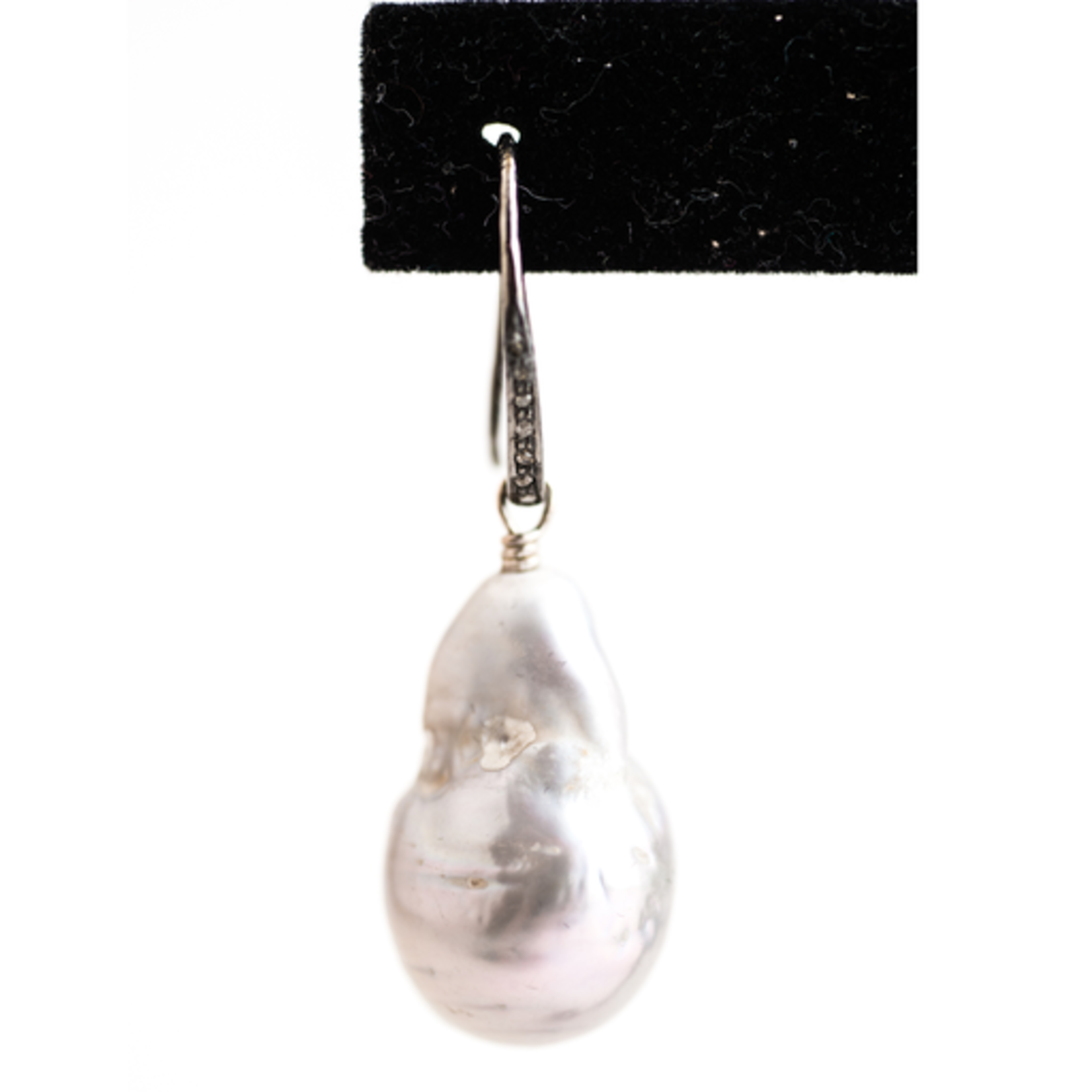 Mina Danielle Gray Baroque Pearl with Gold Diamond Ear Wires