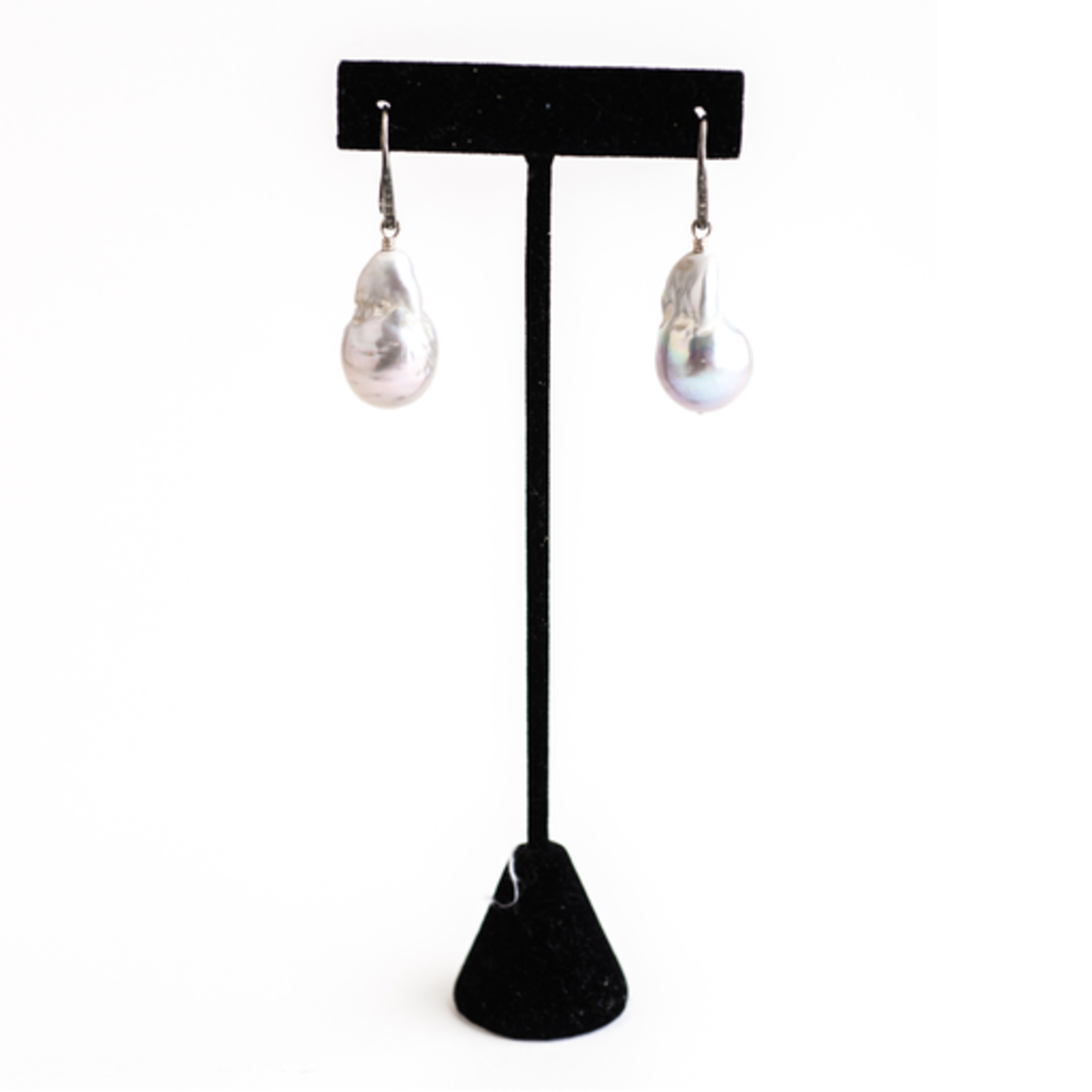 Mina Danielle Gray Baroque Pearl with Gold Diamond Ear Wires