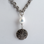 Mina Danielle Double Strand Silver Chain with Baroque Pearl & Diamond Tree of Life Pendant