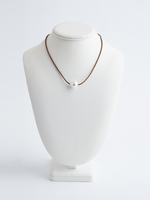 Mina Danielle White South Sea Pearl Necklace on Tan Leather Cord