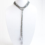 Mina Danielle Labradorite Lariat Chain with hanging Baroque Pearls