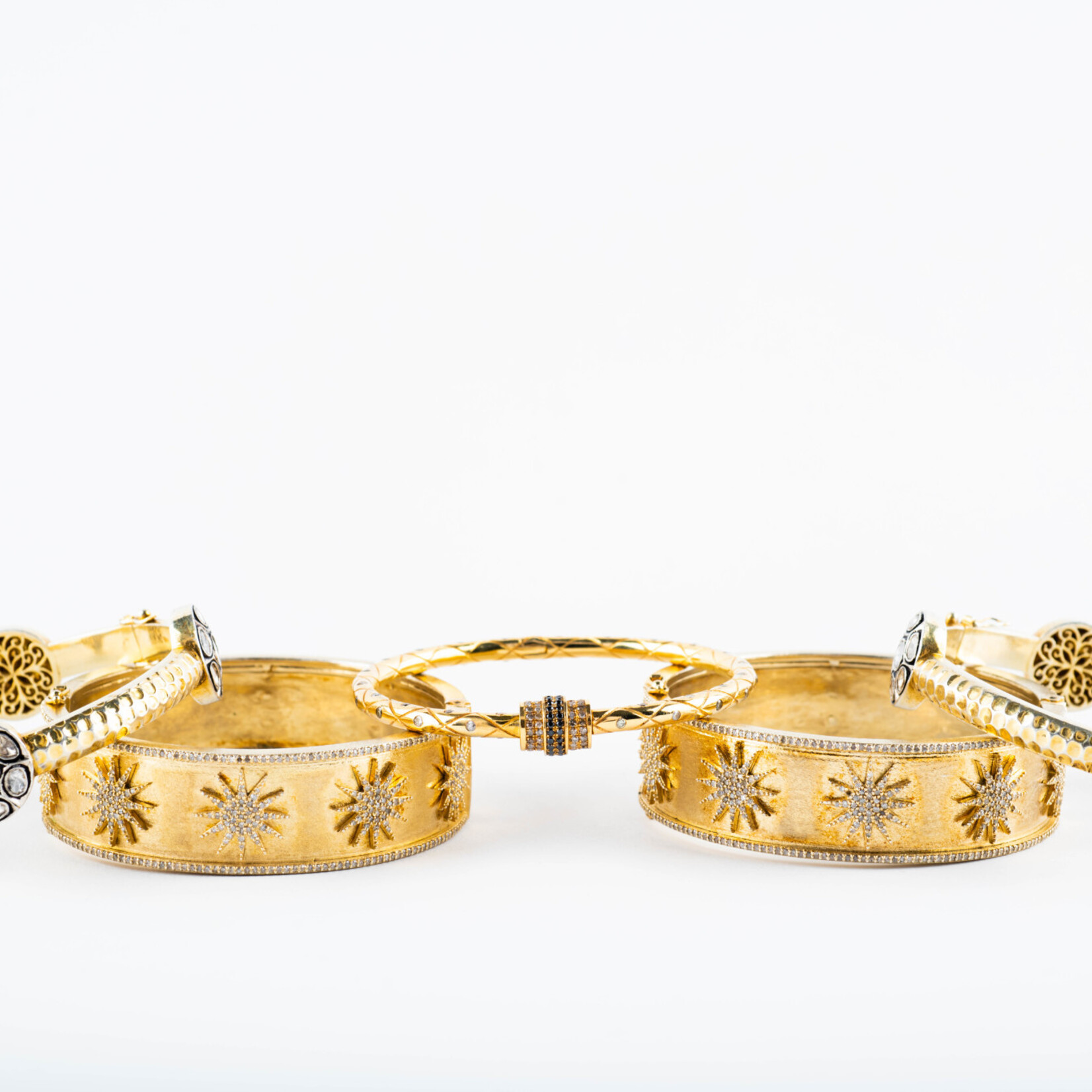 Mina Danielle Gold Bangle with Diamond Stars