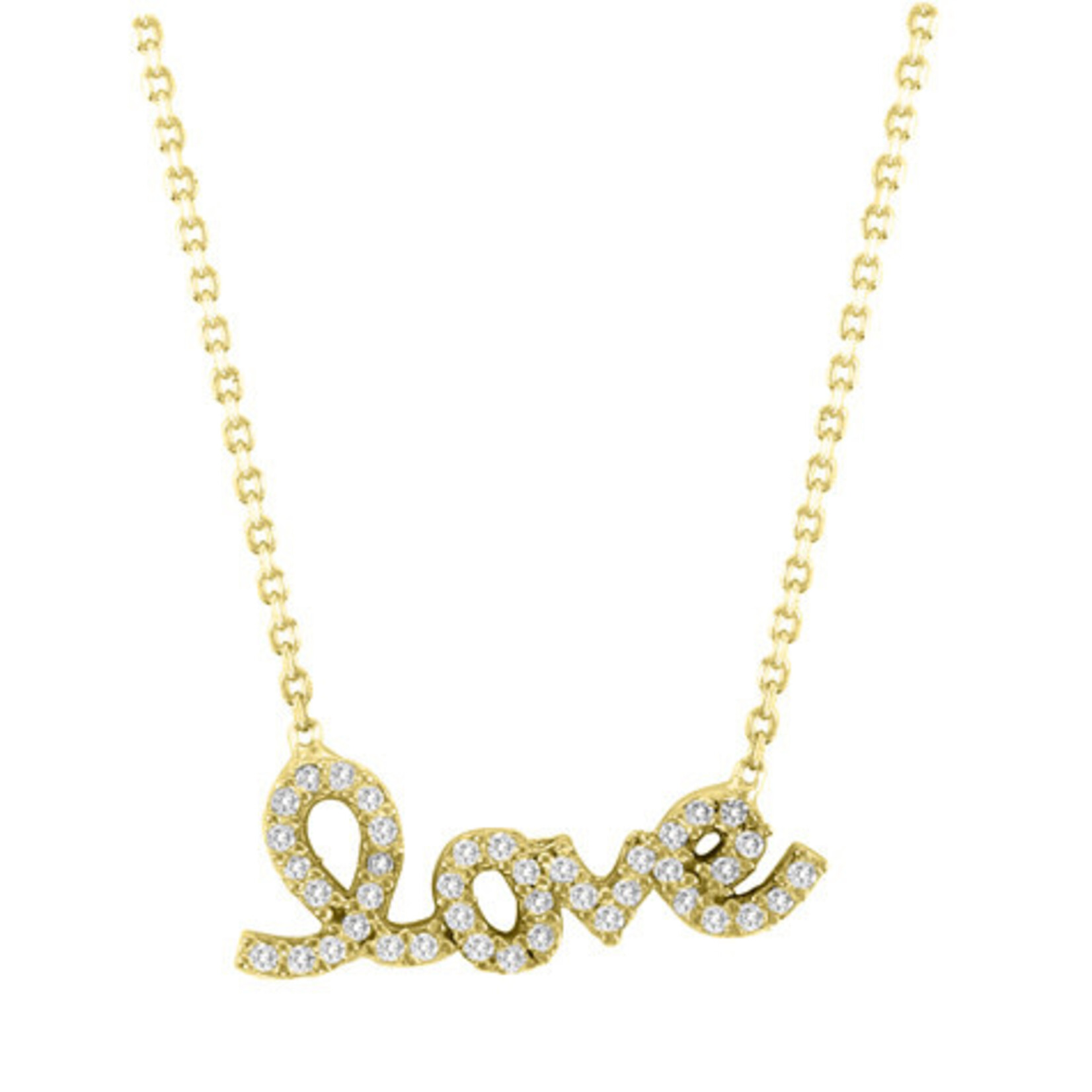 Mina Danielle Gold CZ Love Script on Gold Chain