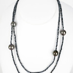 Mina Danielle Mystic Blue Spinel Necklace with 4 15mm Tahitian Pearls