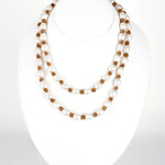 Mina Danielle Long Fresh Water Pearl Necklace on Tan Leather Cord