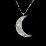Mina Danielle Large Pave Diamond Moon on Black Spinell chain