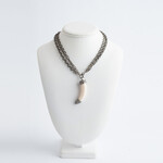 Mina Danielle Ivory Horn with Diamond Top on 3 Strand Sterling Silver Chain. Can be worn short or long.