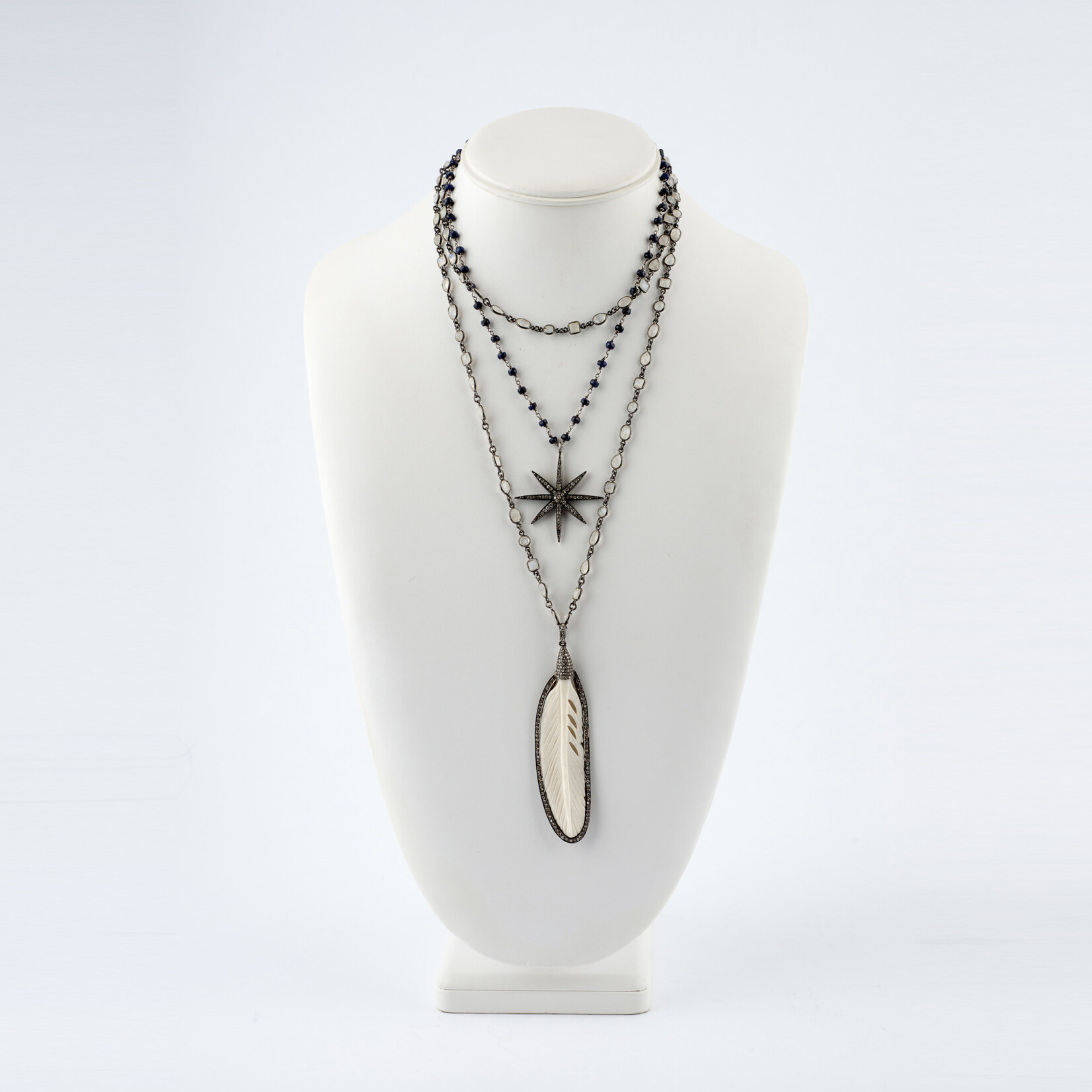 Mina Danielle Sapphire Chain Link with Diamond Sunburst Pendant
