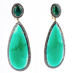 Mina Danielle Green Onyx & Diamond Pear Earrings