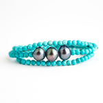Mina Danielle Turquoise wrap with Gray Pearls