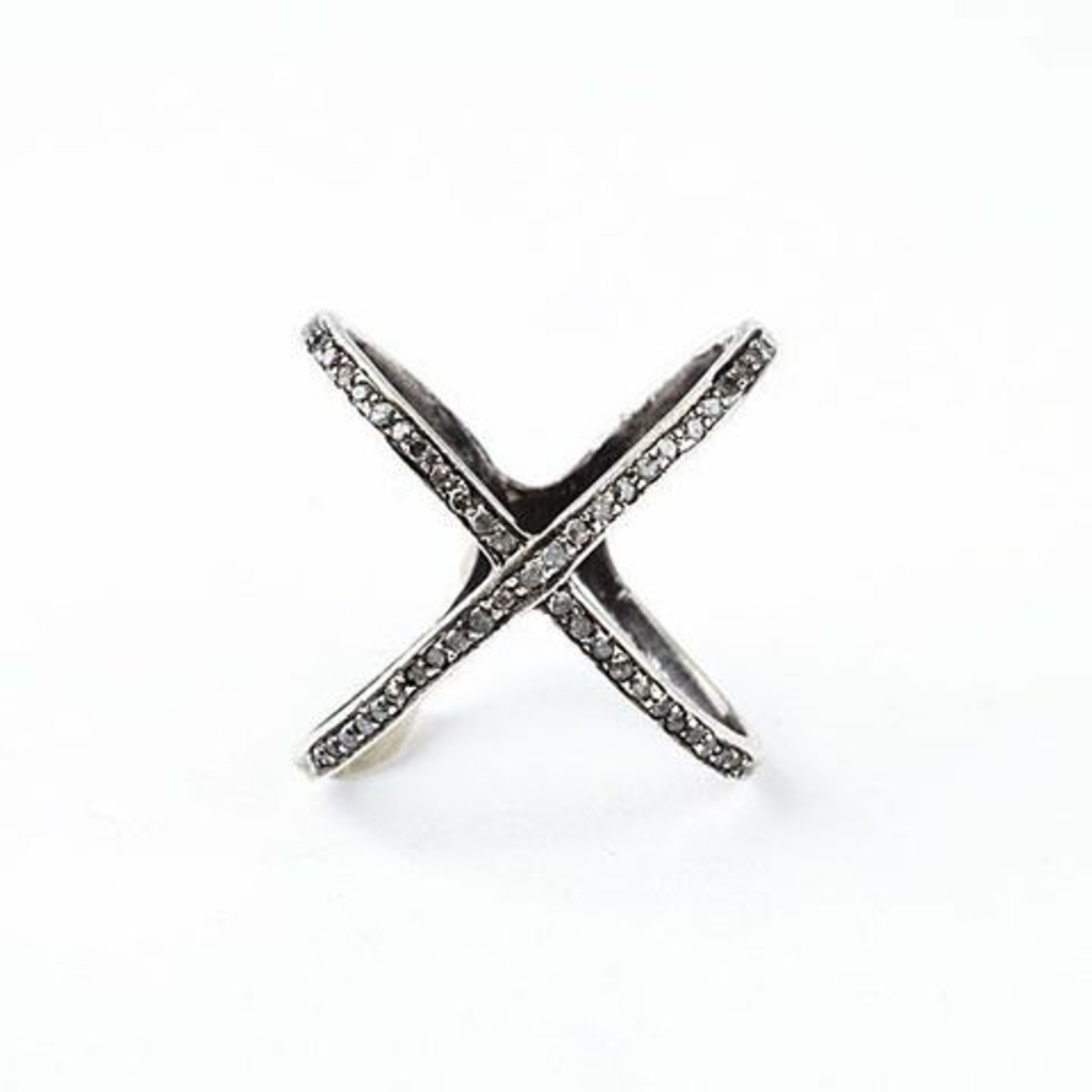 Mina Danielle Sterling Silver Oxidized Diamond X Ring